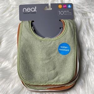 Neat Solutions Water Resistant Lined Infant Bib Set Neutral Soft 10PK